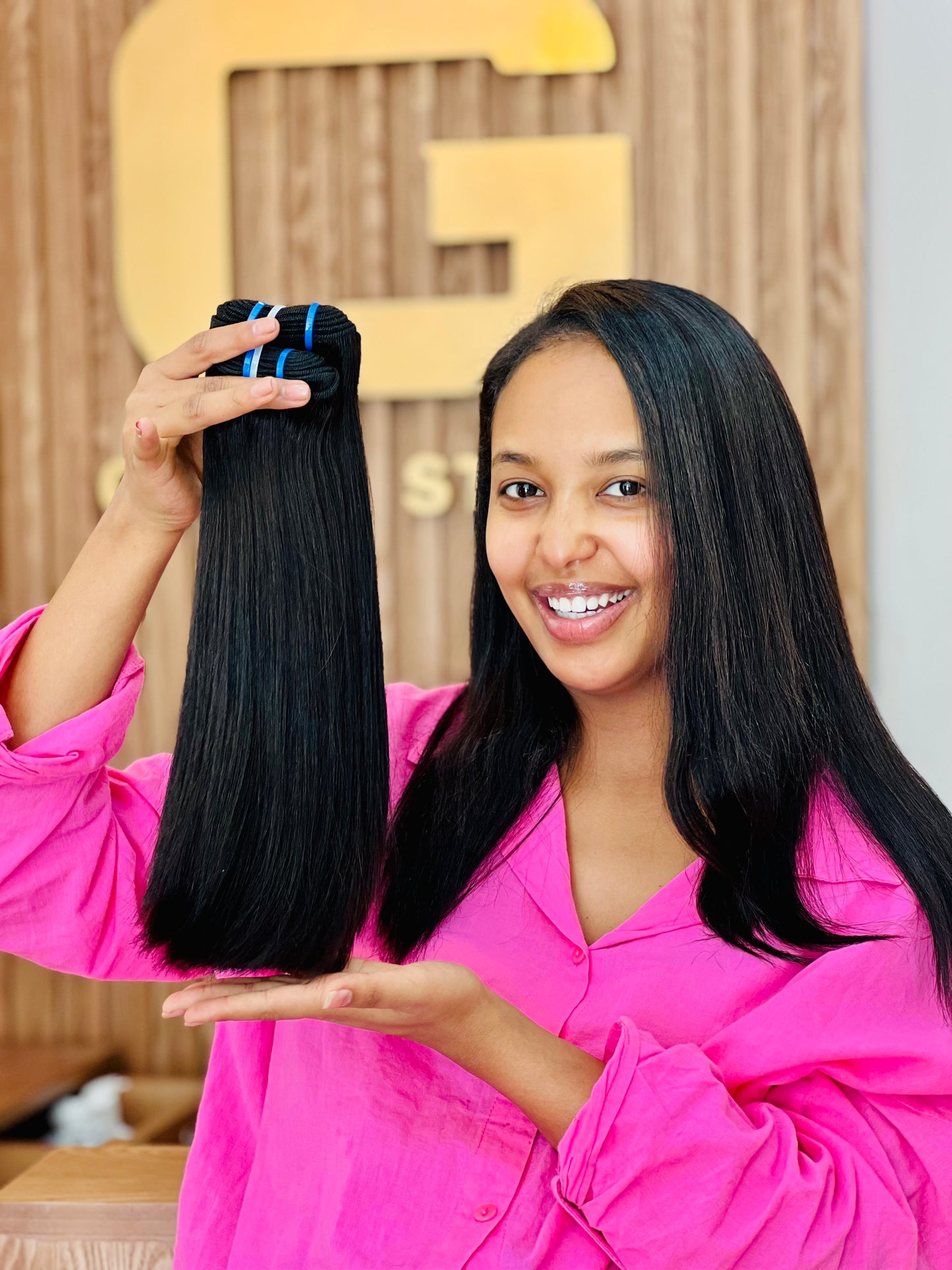Straight double drown hair