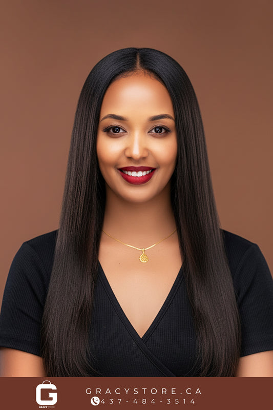 Straight double drown hair.               (by piece)